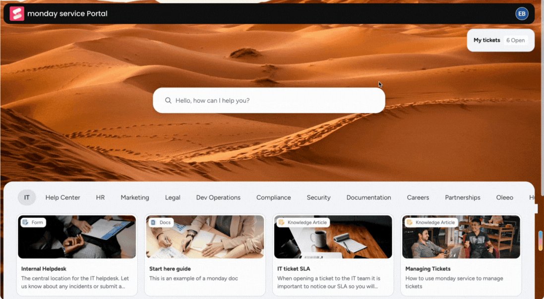 Monday Service self-service Portal
